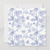 Chinees Blauw & Wit Bloemen Baby in Bloei Kaart (Achterkant)