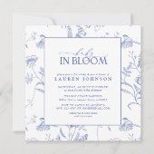 Chinees Blauw & Wit Bloemen Baby in Bloei Kaart (Voorkant)