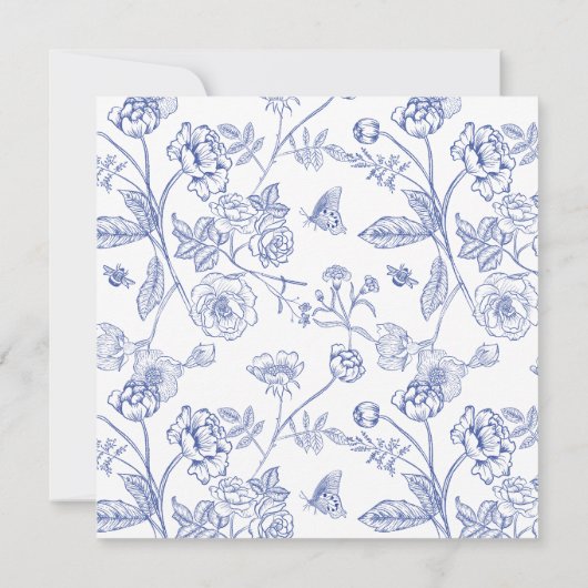 Chinees Blauw & Wit  Bloemen Baby shower Kaart (Achterkant)