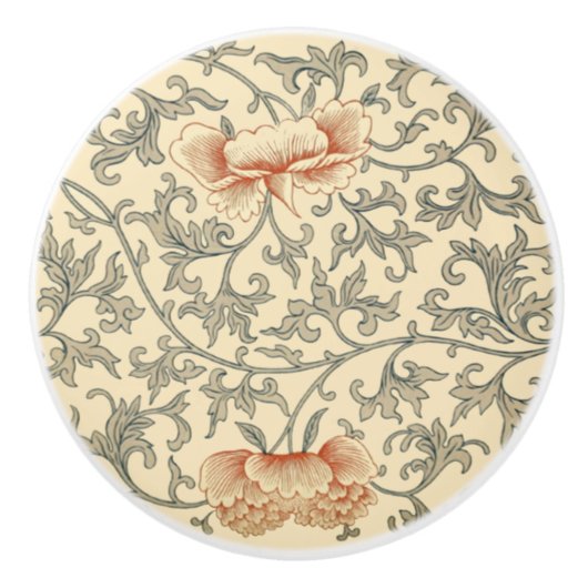 Chinees Bleek Oranje ventilator ~ grijs lef ~ * ~ Keramische Knop (Voorkant)