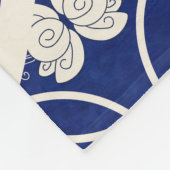 Chinees Bloemen Ronde: Blauw Waterverf  Fleece Deken (Hoek)