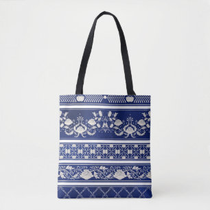 Chinees Bloemenblauw:  Waterverf grenzen Tote Bag