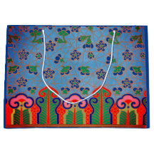 CHINEES BLOEMMOTIEF CADEAUZAK BLOEMBLAUW ROZE