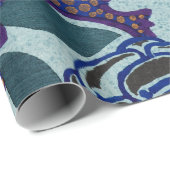 CHINEES BLOEMPATROON WIKKELPAPIER IN BLUES CADEAUPAPIER (Rol Hoek)