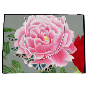 CHINEES BLOEMROOD EN ROZE CADEAUZAK GROOT CADEAUZAKJE