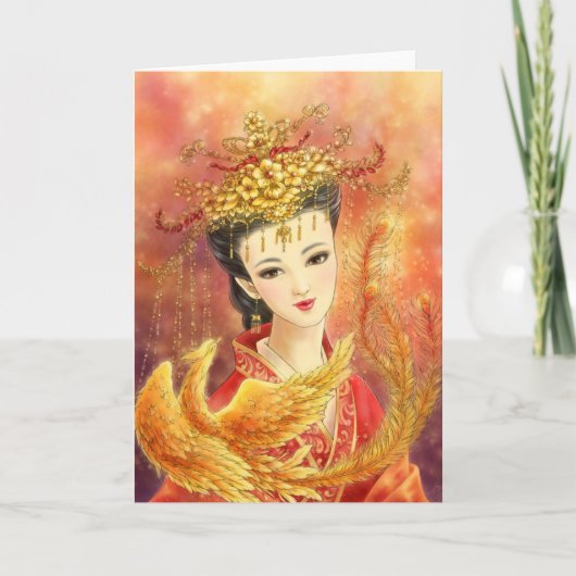Chinees bride met Phoenix Fantasy Wenskaart Kaart (Voorkant)