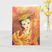 Chinees bride met Phoenix Fantasy Wenskaart Kaart (Gele Bloem)