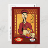 Chinees Briefkaart van Kitchen God (Voorkant / Achterkant)