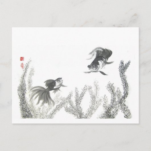 Chinees Briefkaart van Lucky Goldfish (Voorkant)