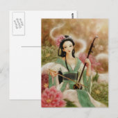 Chinees Briefkaart voor vrouwen die Erhu spelen (Voorkant / Achterkant)