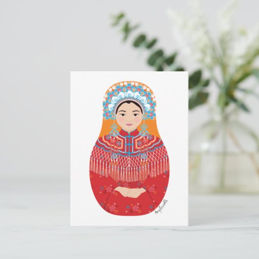 Chinees bruid Matryoshka Briefkaart (Staand voorkant)
