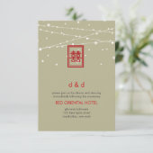 Chinees bruiloft dubbel geluk Cahage Fairy Lightli Kaart (Staand voorkant)