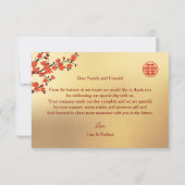 Chinees bruiloft dubbel geluk Cherry Blossom Bedankkaart (Achterkant)