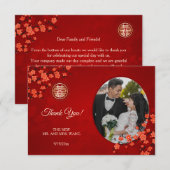 Chinees bruiloft dubbel geluk Cherry Blossom Bedankkaart (Voorkant / Achterkant)