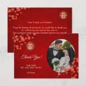 Chinees bruiloft dubbel geluk Cherry Blossom Bedankkaart (Voorkant / Achterkant)