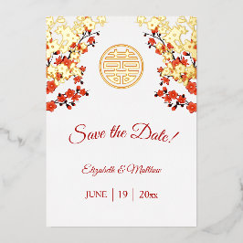 Chinees bruiloft dubbel geluk Cherry Blossom Folie Uitnodiging