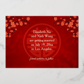 Chinees bruiloft dubbel geluk Cherry Blossom Folie Uitnodiging (Achterkant)