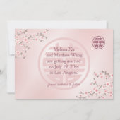 Chinees bruiloft dubbel geluk Cherry Blossom Save The Date (Achterkant)