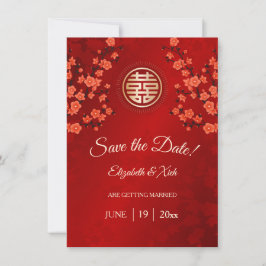 Chinees bruiloft dubbel geluk Cherry Blossom Save The Date