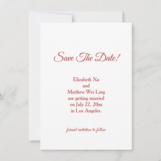 Chinees bruiloft dubbel geluk Cherry Blossom Save The Date (Achterkant)