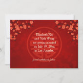 Chinees bruiloft dubbel geluk Cherry Blossom Save The Date (Achterkant)