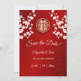 Chinees bruiloft dubbel geluk Cherry Blossom Save The Date