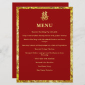 Chinees bruiloft dubbel geluk plechtig rood menu (Voorkant / Achterkant)