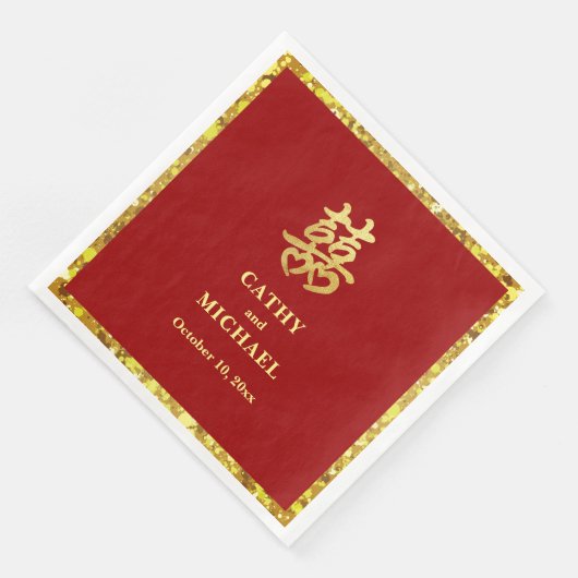 Chinees bruiloft dubbel geluk plechtig rood servet (Hoek)