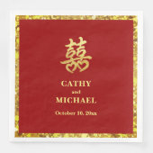 Chinees bruiloft dubbel geluk plechtig rood servet (Voorkant)