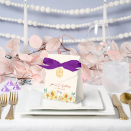 Chinees bruiloft geel blauwe bloemvogel bedankdoosjes