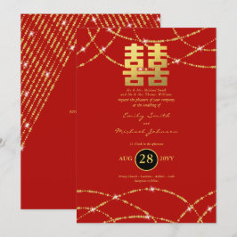 Chinees bruiloft gouden lampjes Dubbelgeluk Kaart