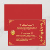 Chinees bruiloft gouden lijst cirkel details informatiekaartje (Voorkant / Achterkant)