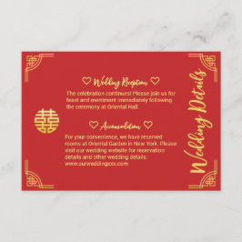 Chinees bruiloft gouden lijst cirkel details informatiekaartje