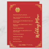 Chinees bruiloft gouden lijst dubbel xi banket menu (Voorkant / Achterkant)