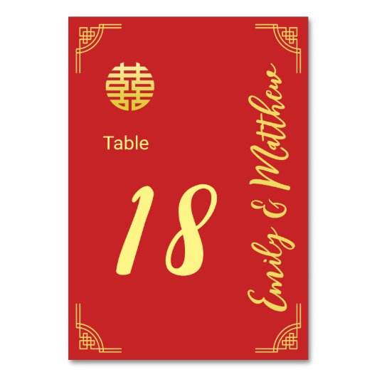 Chinees bruiloft gouden lijst dubbel xi details kaart (Achterkant)