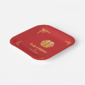 Chinees bruiloft gouden lijst dubbel xi papieren bordje (Gebogen)