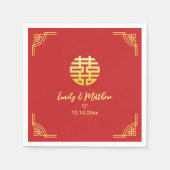 Chinees bruiloft gouden lijst dubbel xi servet (Voorkant)