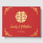 Chinees bruiloft gouden lijst dubbele xi receptie gastenboek (Voorkant)