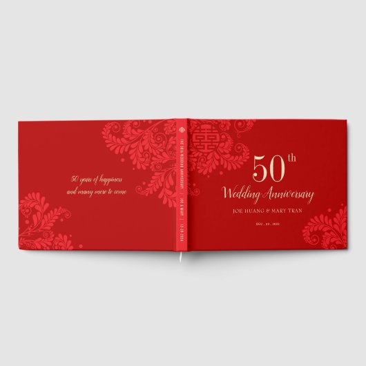 Chinees bruiloft Jubileum gastenboek (RED) (Volledig)