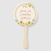 Chinees bruiloft lijst geel bloemenvogel elegant handwaaier (Achterkant)