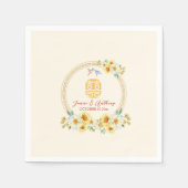 Chinees bruiloft lijst geel bloemenvogel elegant servet (Voorkant)
