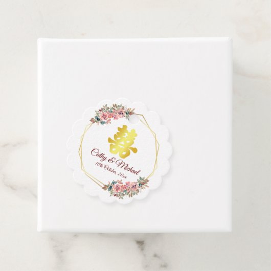 Chinees bruiloft met bloem bedankjes labels (In situ)