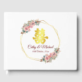 Chinees bruiloft met bloem gastenboek (Voorkant)