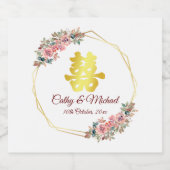 Chinees bruiloft met bloem sparkling wijnetiket (Enkel label)