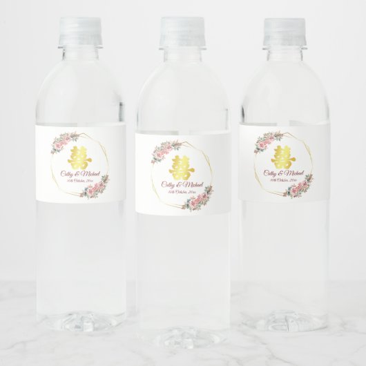 Chinees bruiloft met bloem waterfles etiket (Flessen)