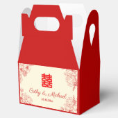 Chinees bruiloft rode beige florale oots bedankdoosjes (Geopend)