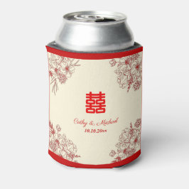 Chinees bruiloft rode beige florale oots blikjeskoeler