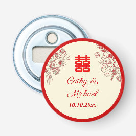 Chinees bruiloft rode beige florale oots button flesopener