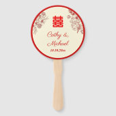 Chinees bruiloft rode beige florale oots handwaaier (Voorkant)