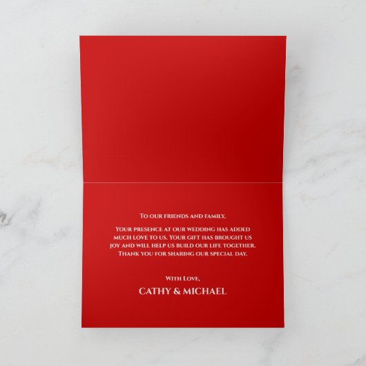 Chinees bruiloft rode tuinen floreel dubbel geluk bedankkaart (Binnen)